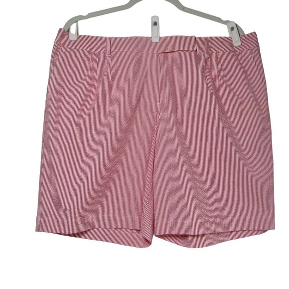 TALBOTS NWOT Pink Stripe SEERSUCKER 24W petite Beach Coastal Cruise Shorts - Picture 1 of 7